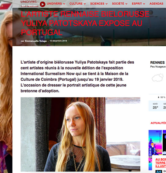 Unidivers: L’artiste d’origine biélorusse - bretonne Yuliya Patotskaya de Rennes